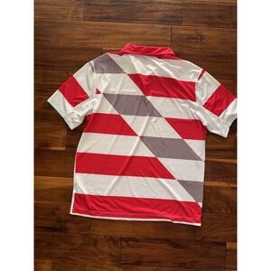 Nike Golf Polo Shirt Men's Red White Grey Stripe Dry Fit Short Sleeve Top